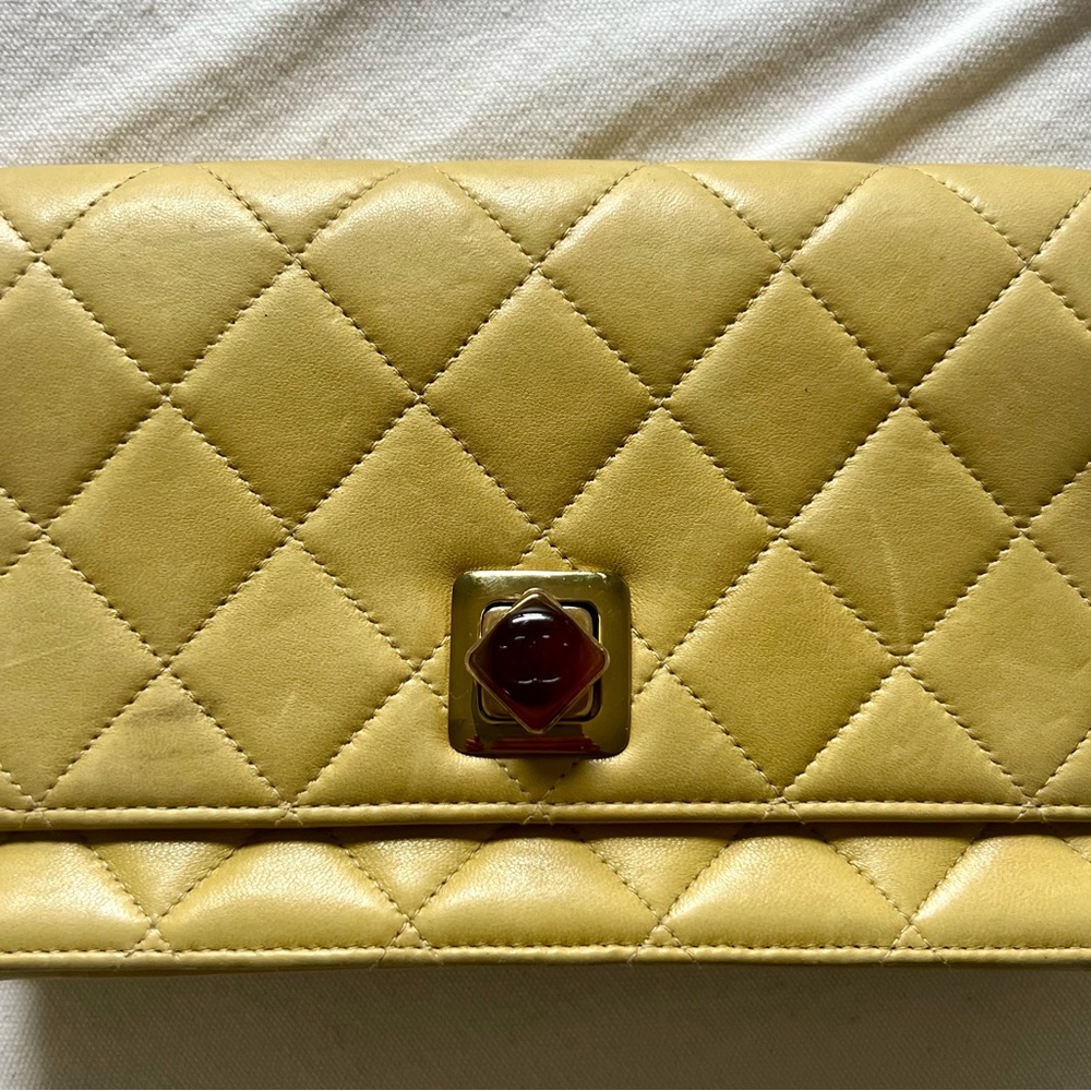 CHANEL lambskin leather clutch purse